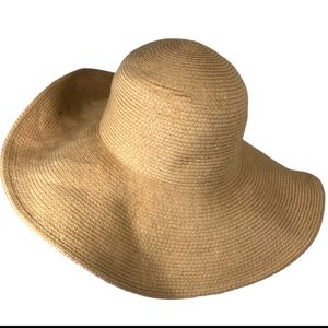 J.Crew Straw Hat Paper Wide Brim Beach Neutral Tan